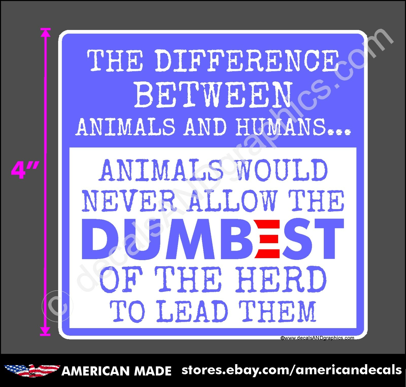 TRUMP 2020 2024 STICKER DUMBEST OF THE HERD ANTI DEMOCRAT DECAL BUMPER ELECTION