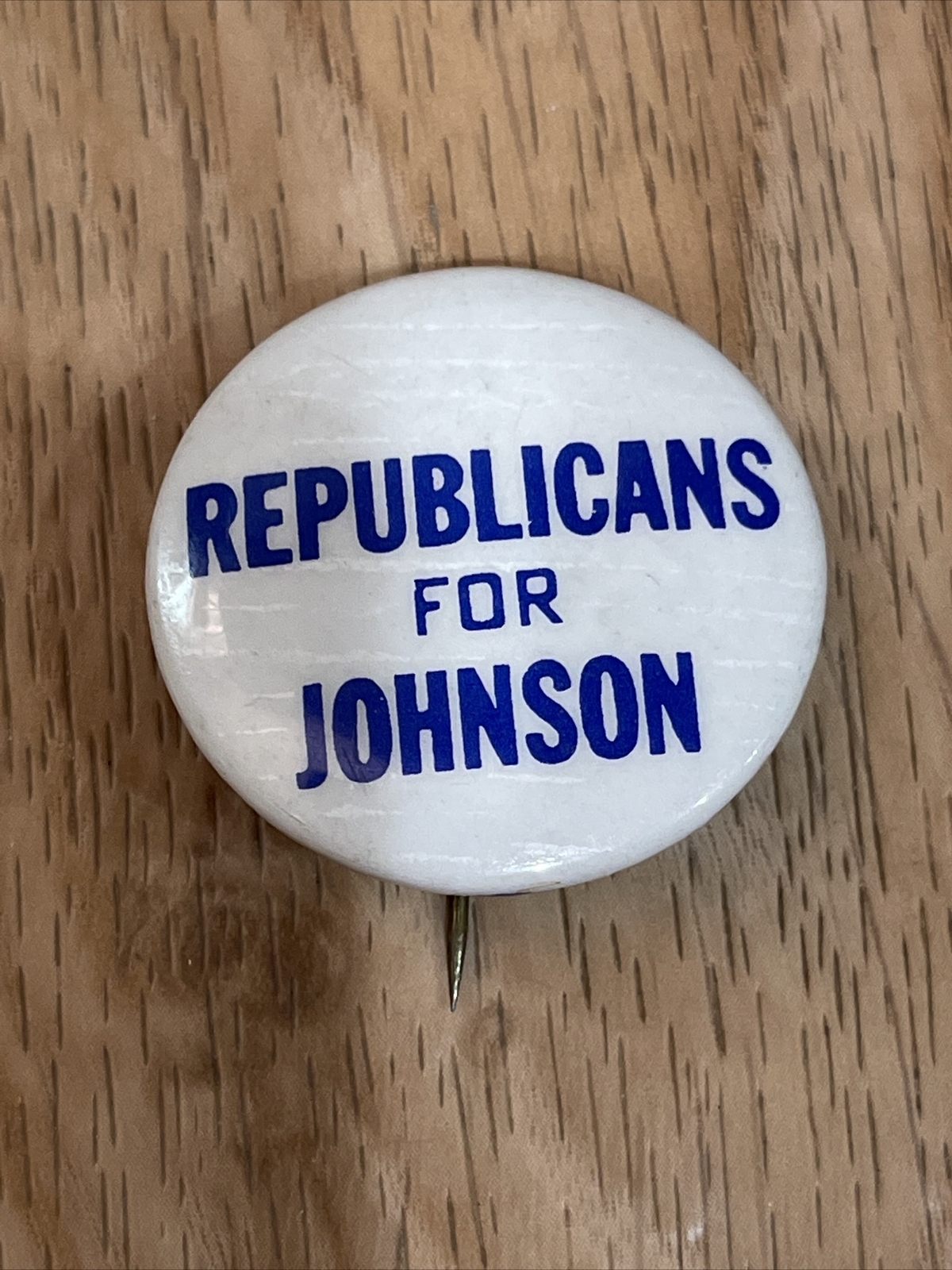 Republicans For Johnson Presidential Campaign Button 1960s 1.1” White