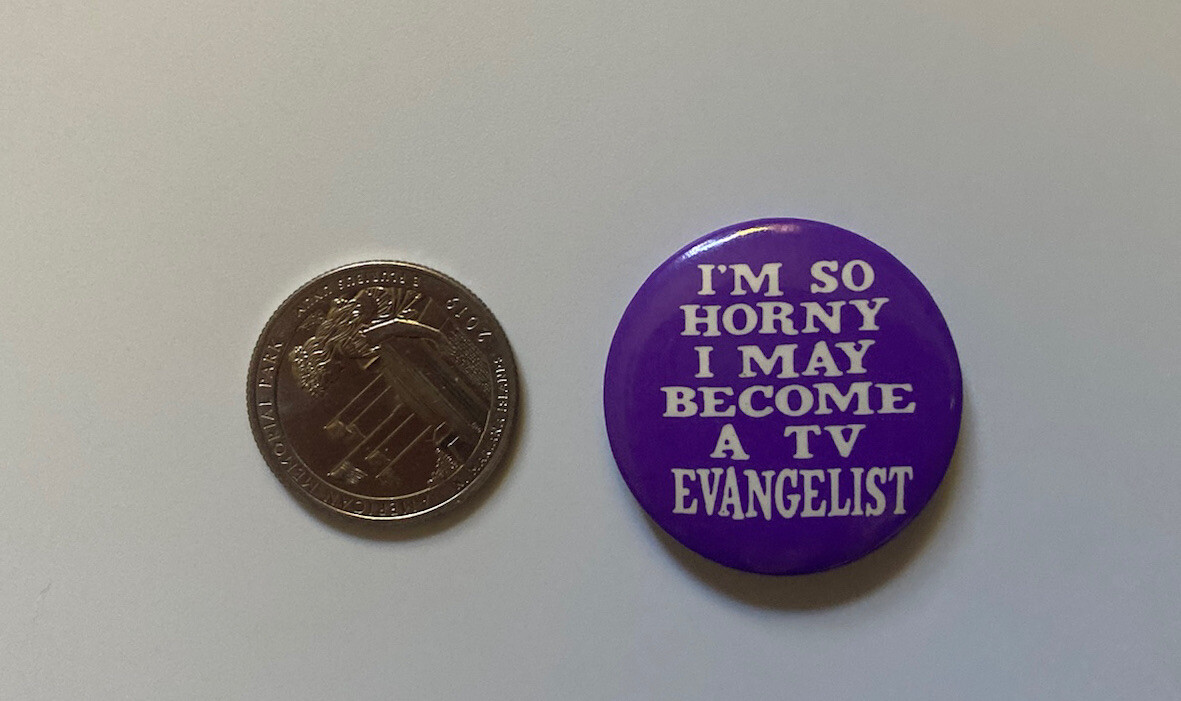 1988 Pin Pat Robertson Jimmy Swaggart TV Evangelist Button Political Campaign