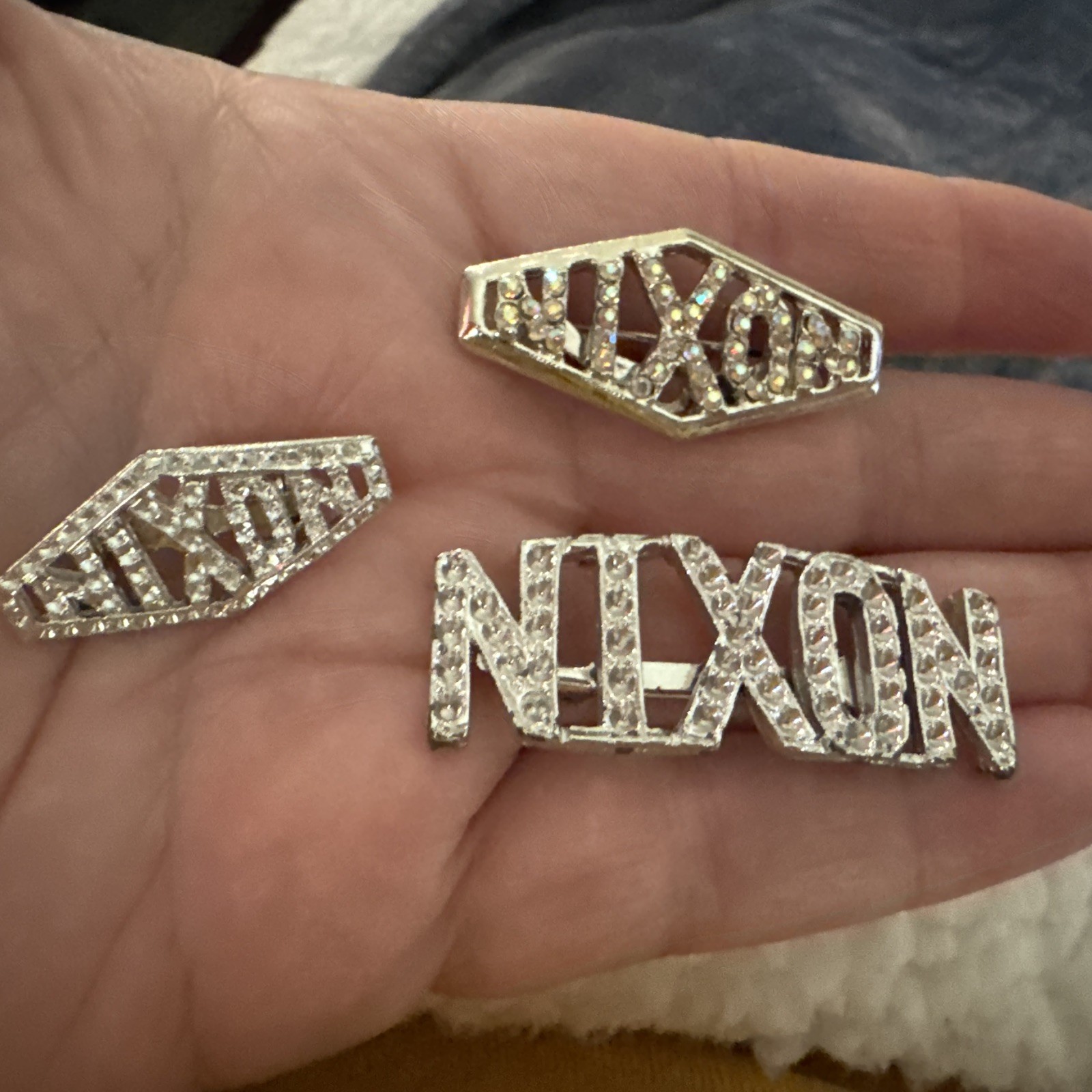 Vintage Clear RHINESTONES Presidential Memoribilia NIXON Brooch Pin Lot Of 3