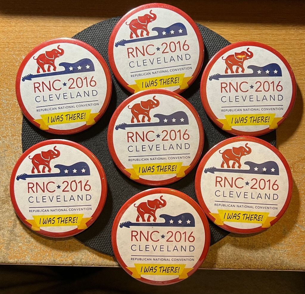 LOT OF 7 2016 3″ RNC CLEVELAND (TRUMP) REPUBLICAN NATIONAL CONVENTION PINBACKS