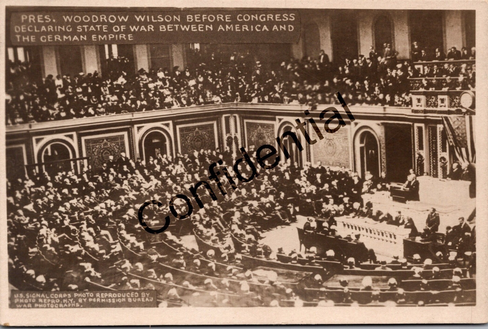 Real Photo President Woodrow Wilson Before Congress Declaring War RPPC G565