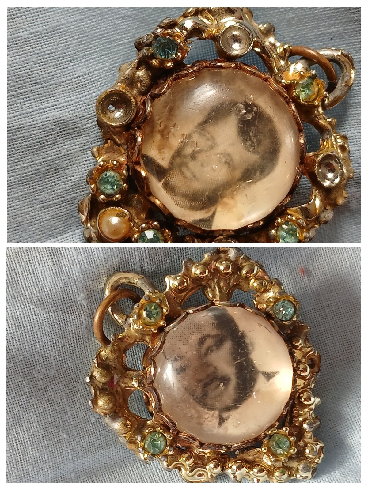 vtg MLK/RFK Commerative Double-Sided Bubble Glass Heart Pendent.