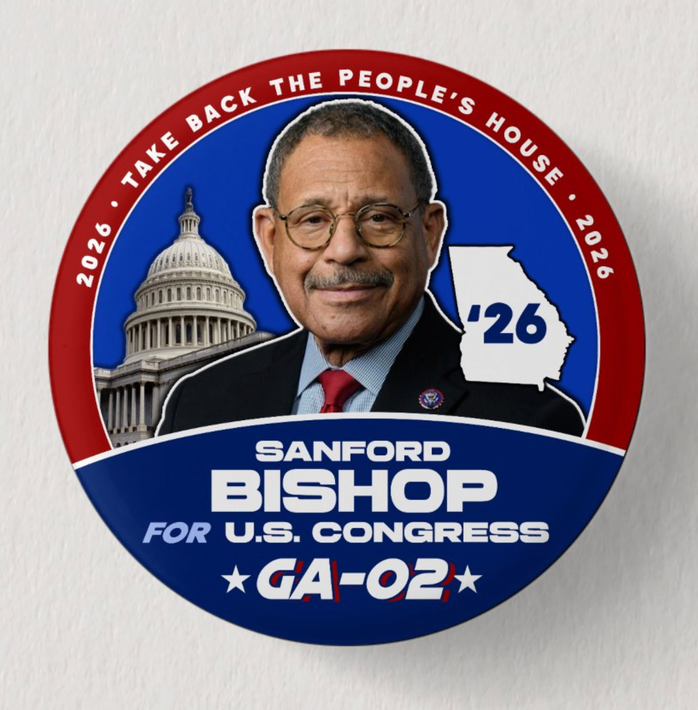 SANFORD BISHOP Congress 2026 Pin Button Political Democrat Georgia Midterms