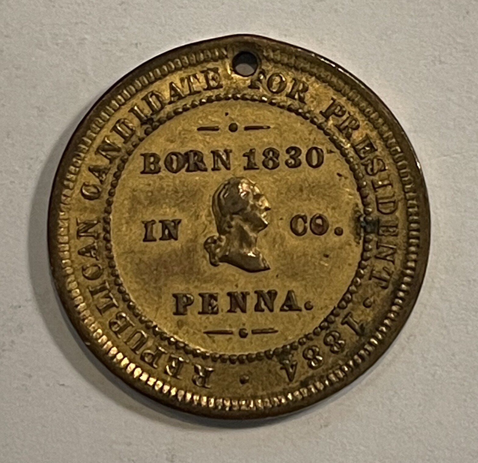 Exonumia 1884 Political token James G. Blaine (#12528) Republican candidate for