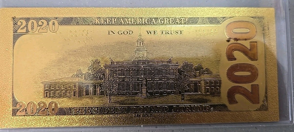 24K Gold-Plated Foil Donald J Trump 2020 -all Aboard The Trump Train Bill