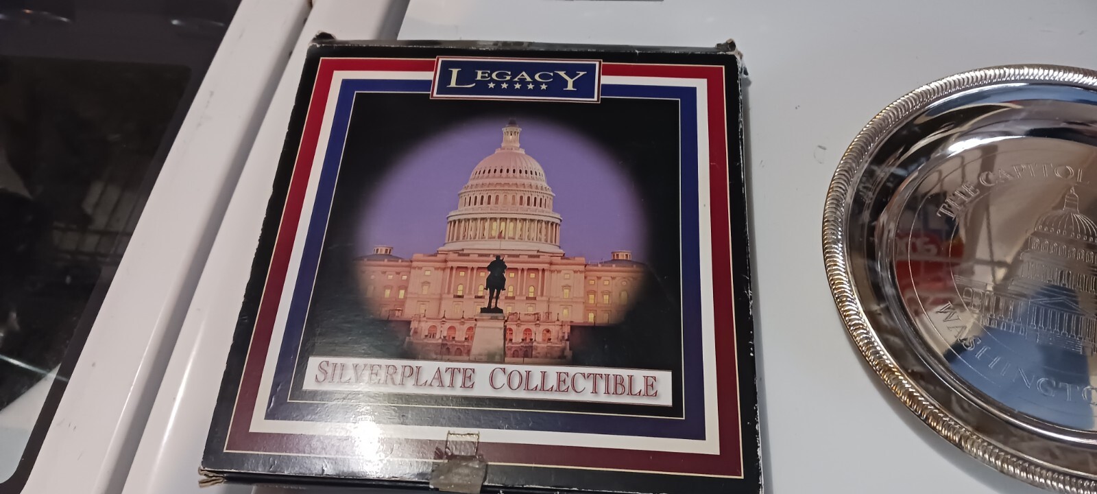 THE CAPITOL BUILDING WASHINGTON DC 8″ SILVER PLATE W BOX