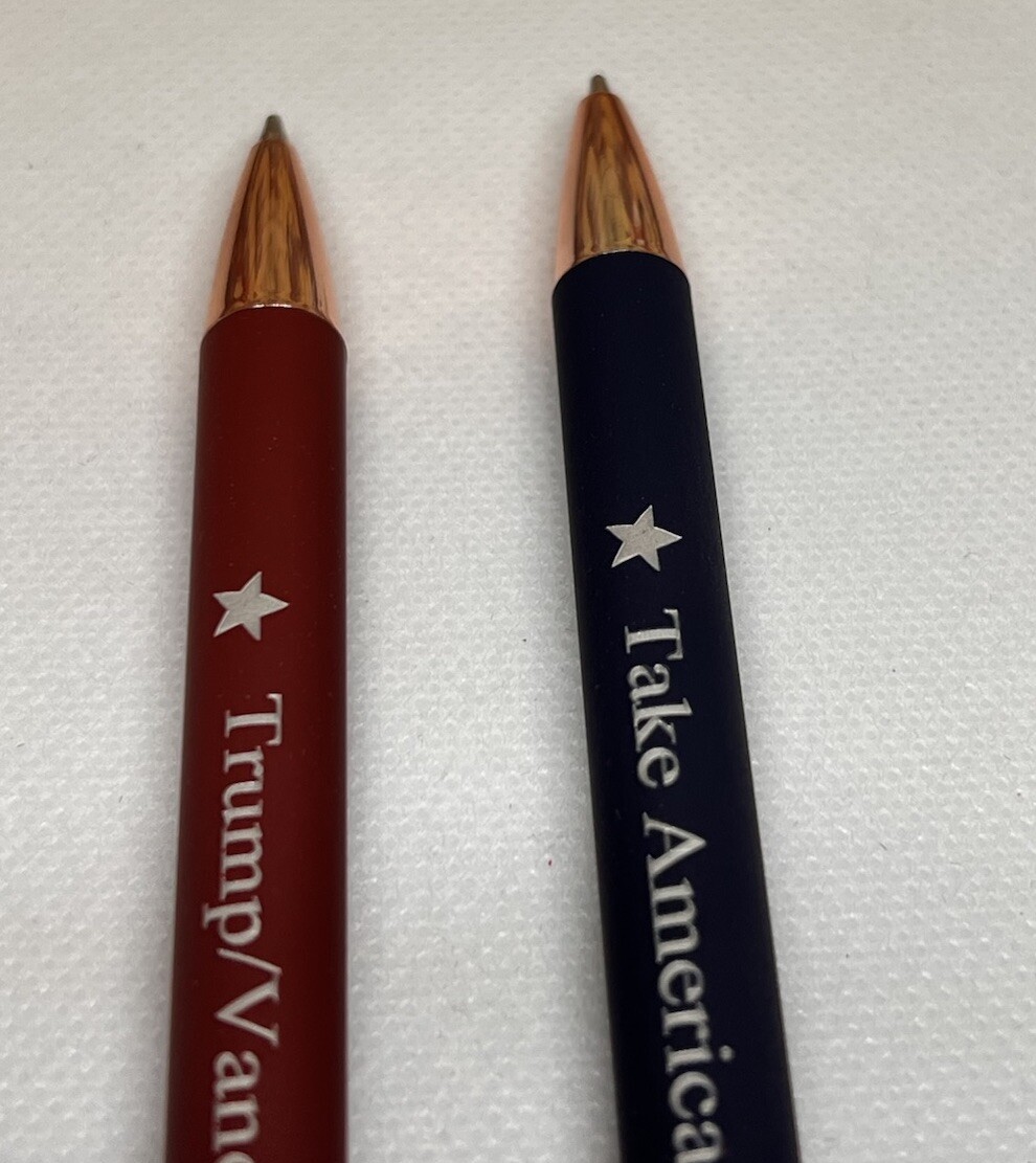 2x President Donald Trump Vance 2024 Nice Ball Point Pen Set Blue Black Ink NEW