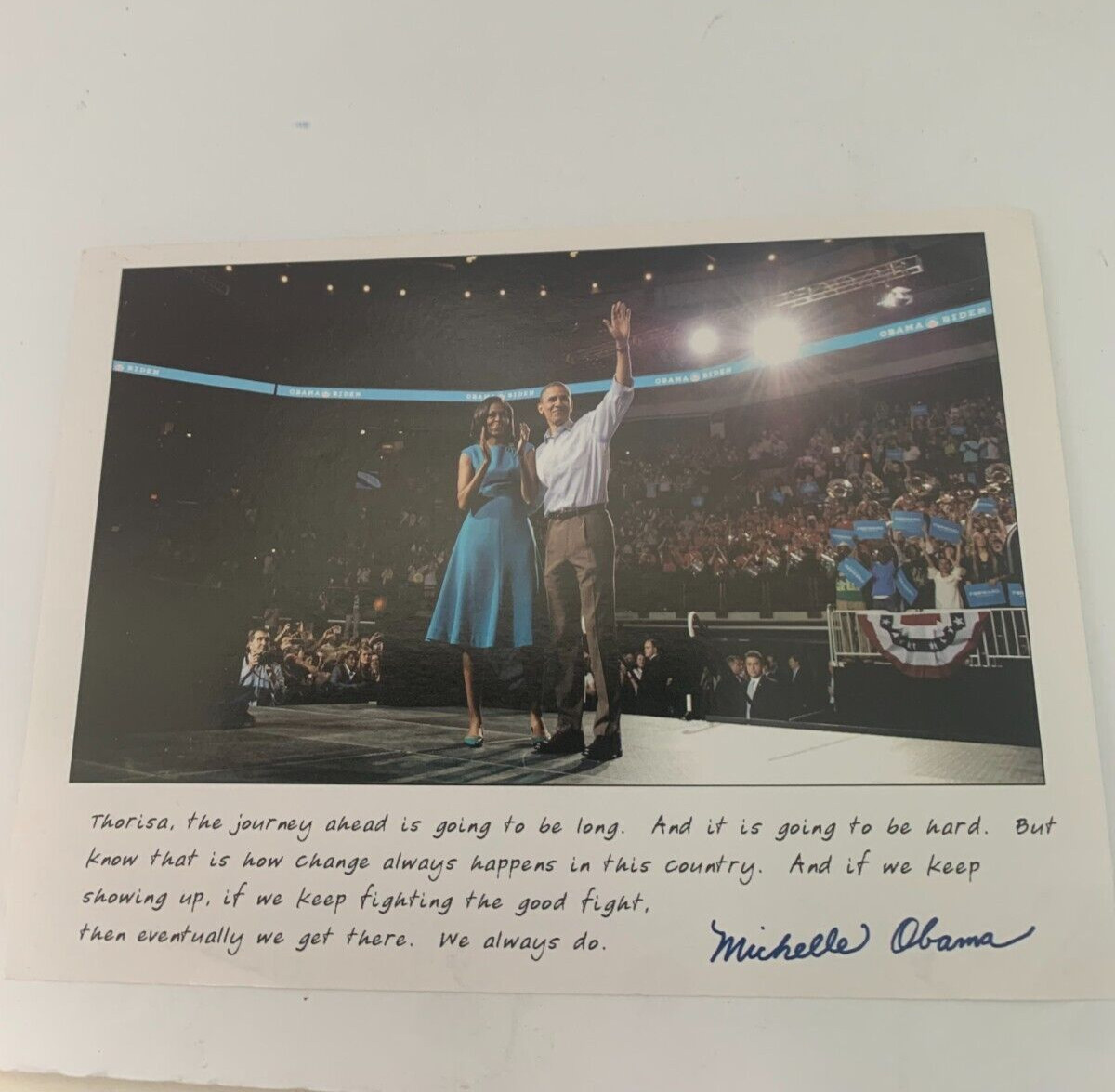 Michelle Obama Campaign Message Printed Signature Barack Obama Democrat