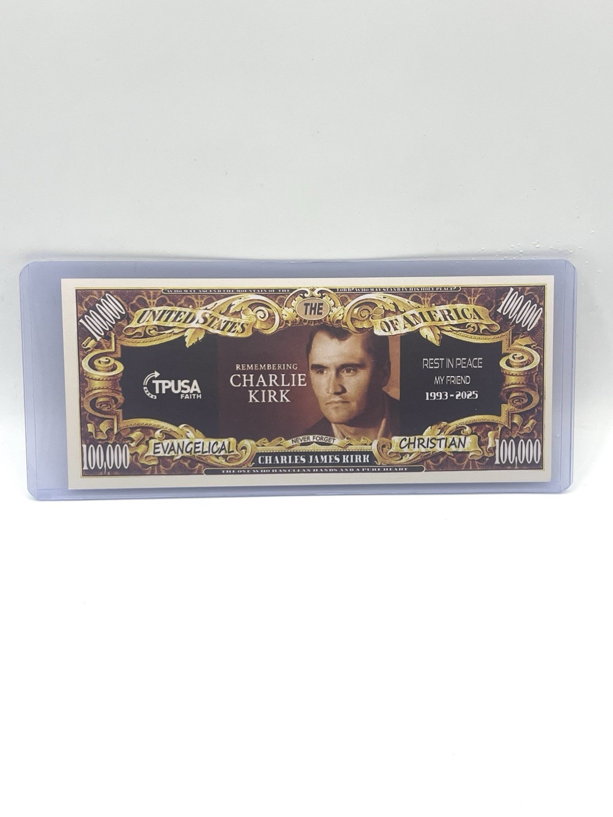 Charlie Kirk Gold Certificate Of Faith 100,000 In Rememberance 1992-2025 R.I.P.