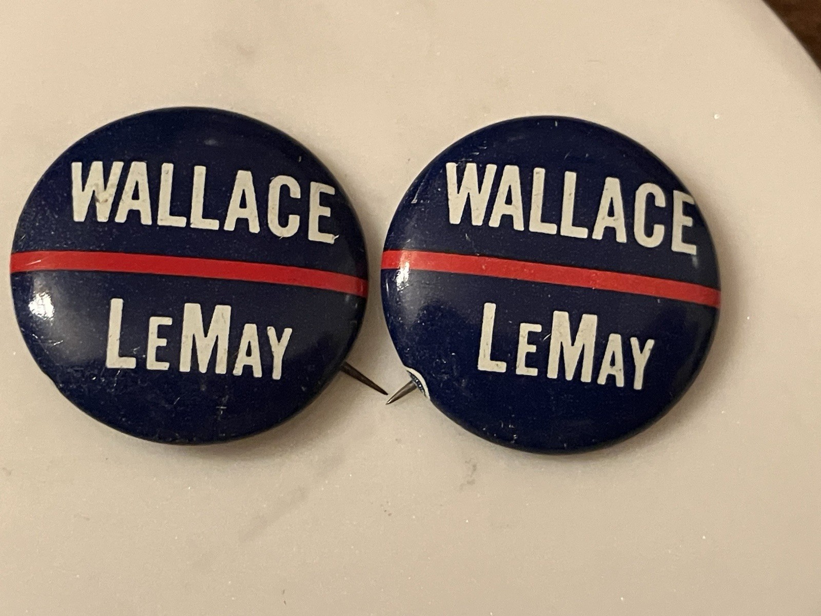 TWO 1968 George Wallace Antique Political Old Independent Dem Campaign Buttons