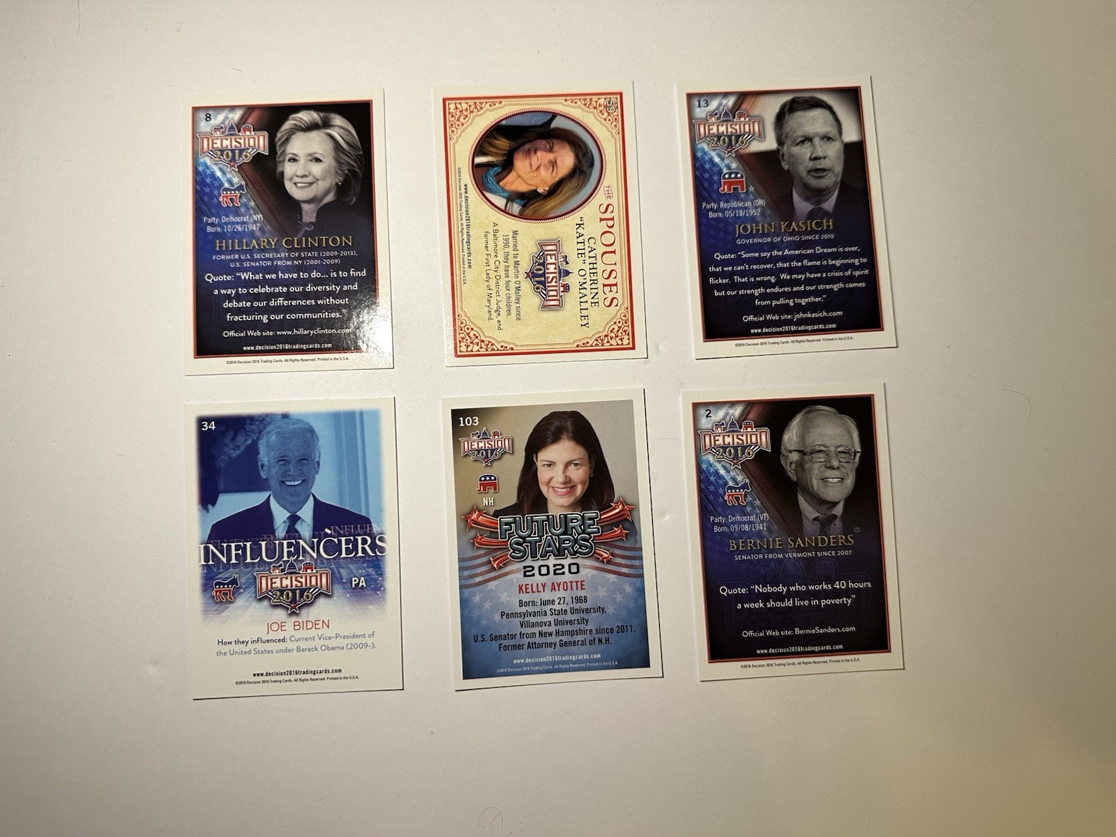Decision 2016 Political Trading Cards Lot