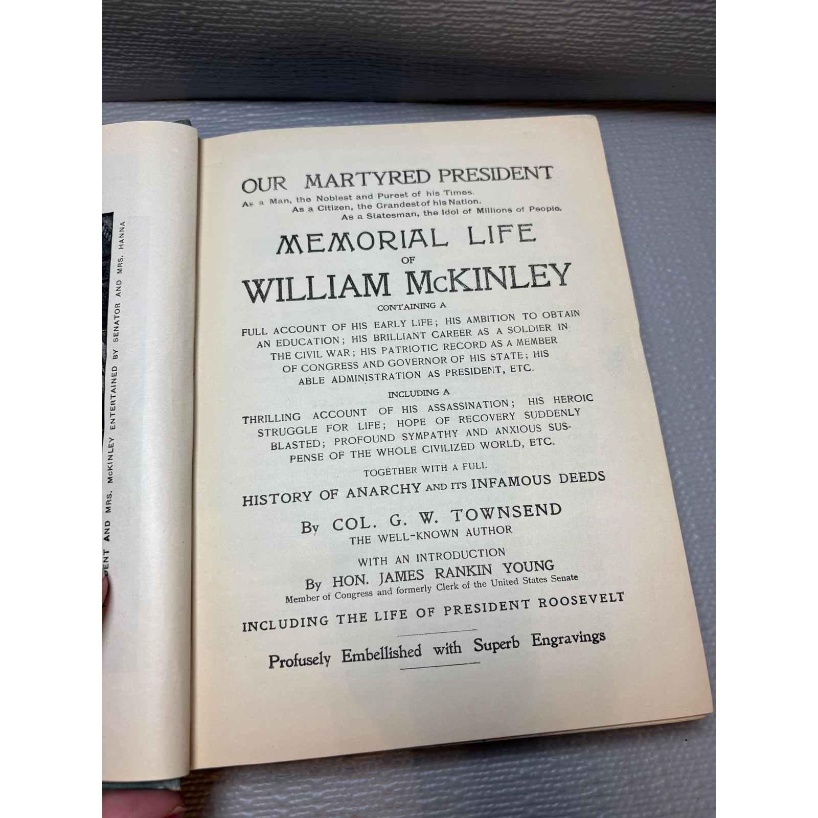 Memorial Life of William McKinley Our Martyred President Col G W Townsend 1901