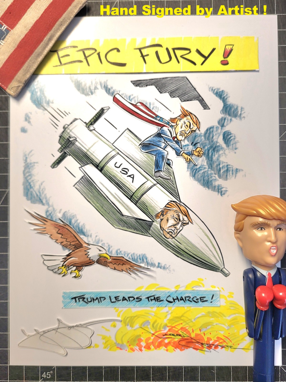 NEW! EPIC FURY Patriot Pres Trump & American EAGLE Artist Signed 4 Dad