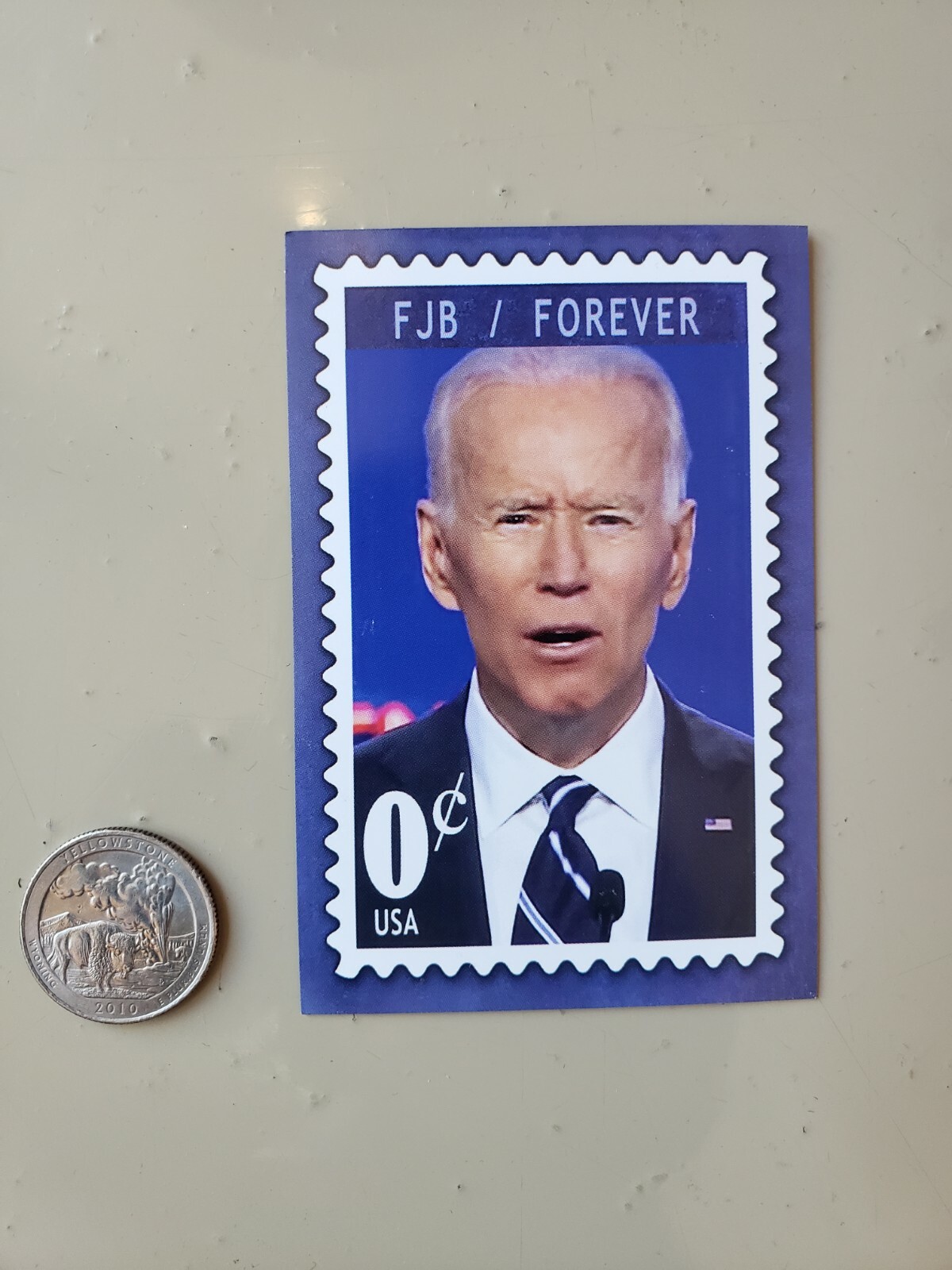 president Joe Biden ZERO CENTS stamp REFRIGERATOR MAGNET FJB LGB Lets Go Brandon