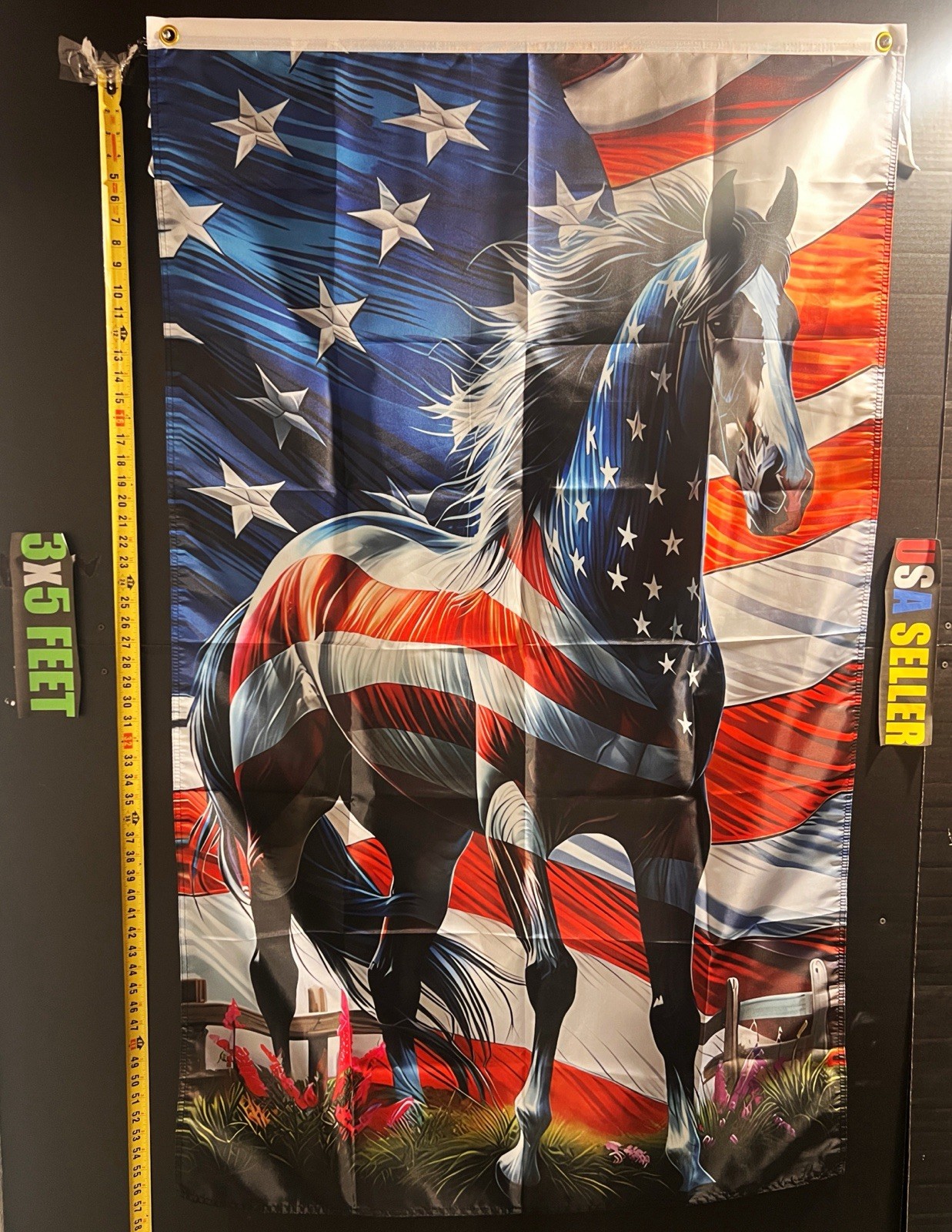 Horse American Freedom Flag FREE USA SHIP Man Cave Republican Pride Sign 3×5′