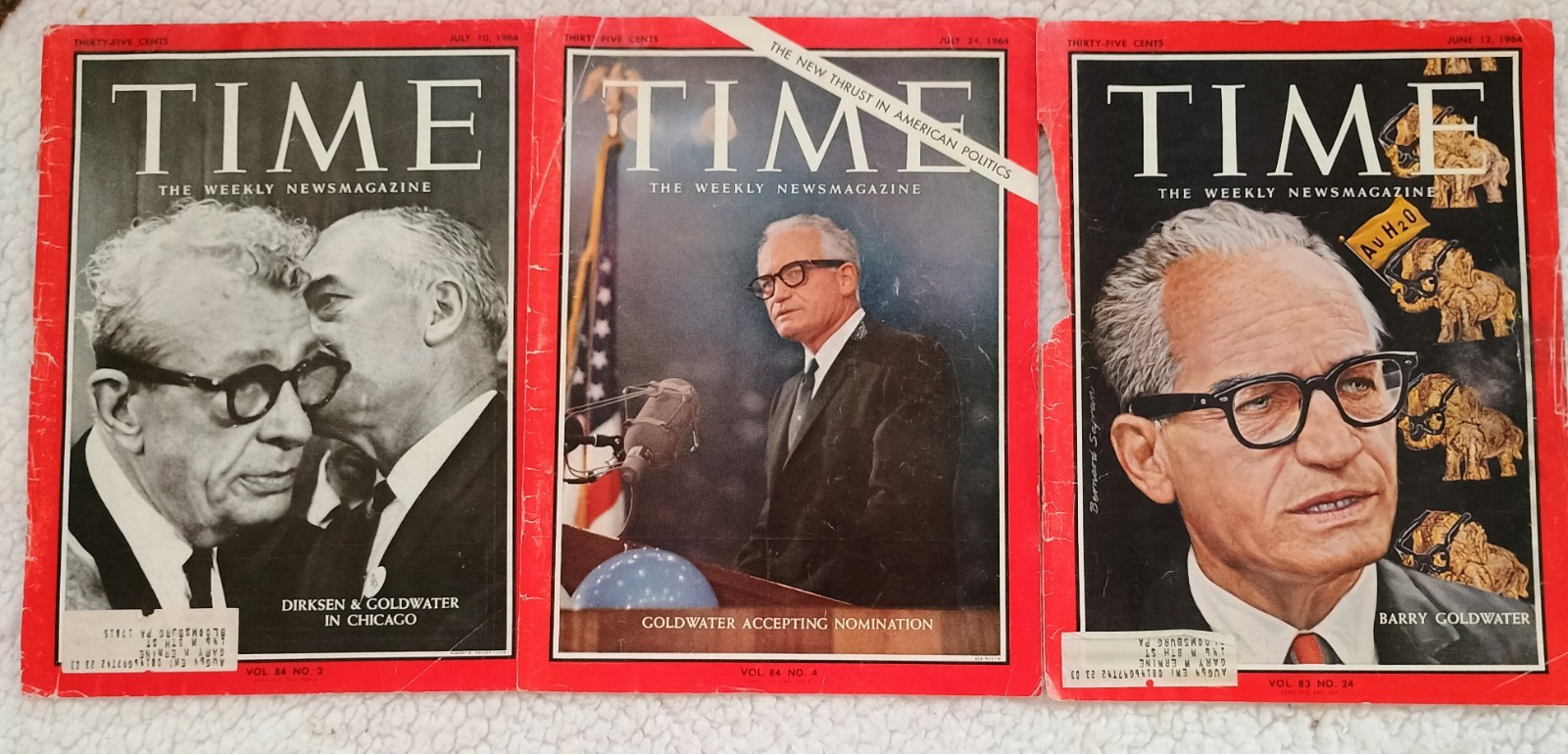 Goldwater Presidential and Senator buttons . brochures, magazine covers