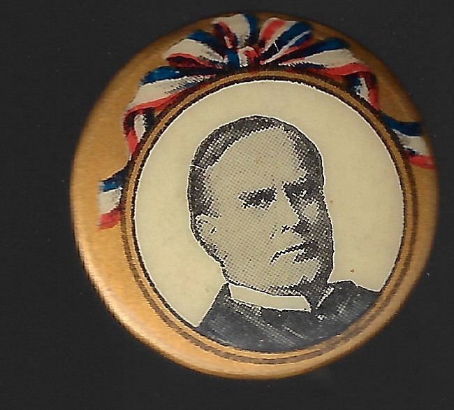 Nice 1900 William McKinley R W & B Ribbons At Top Presidential Campaign Pin