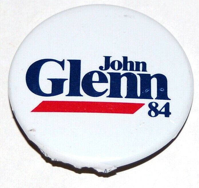1984 JOHN GLENN presidential campaign pin pinback button political election