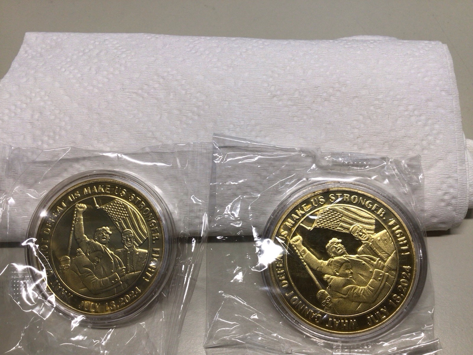 2-commemorative President Trump Coins, Assassination Attempt 7/13/2024 As Shown