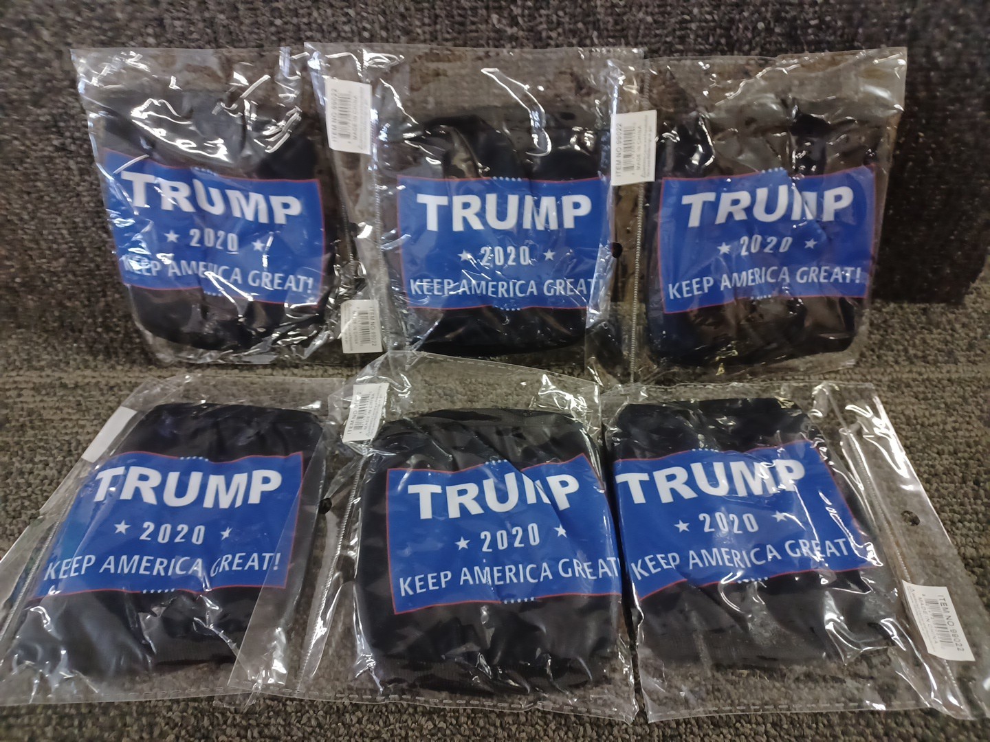 SIX Donald Trump Keep America Great Fashion Masks…Brand New & Sealed