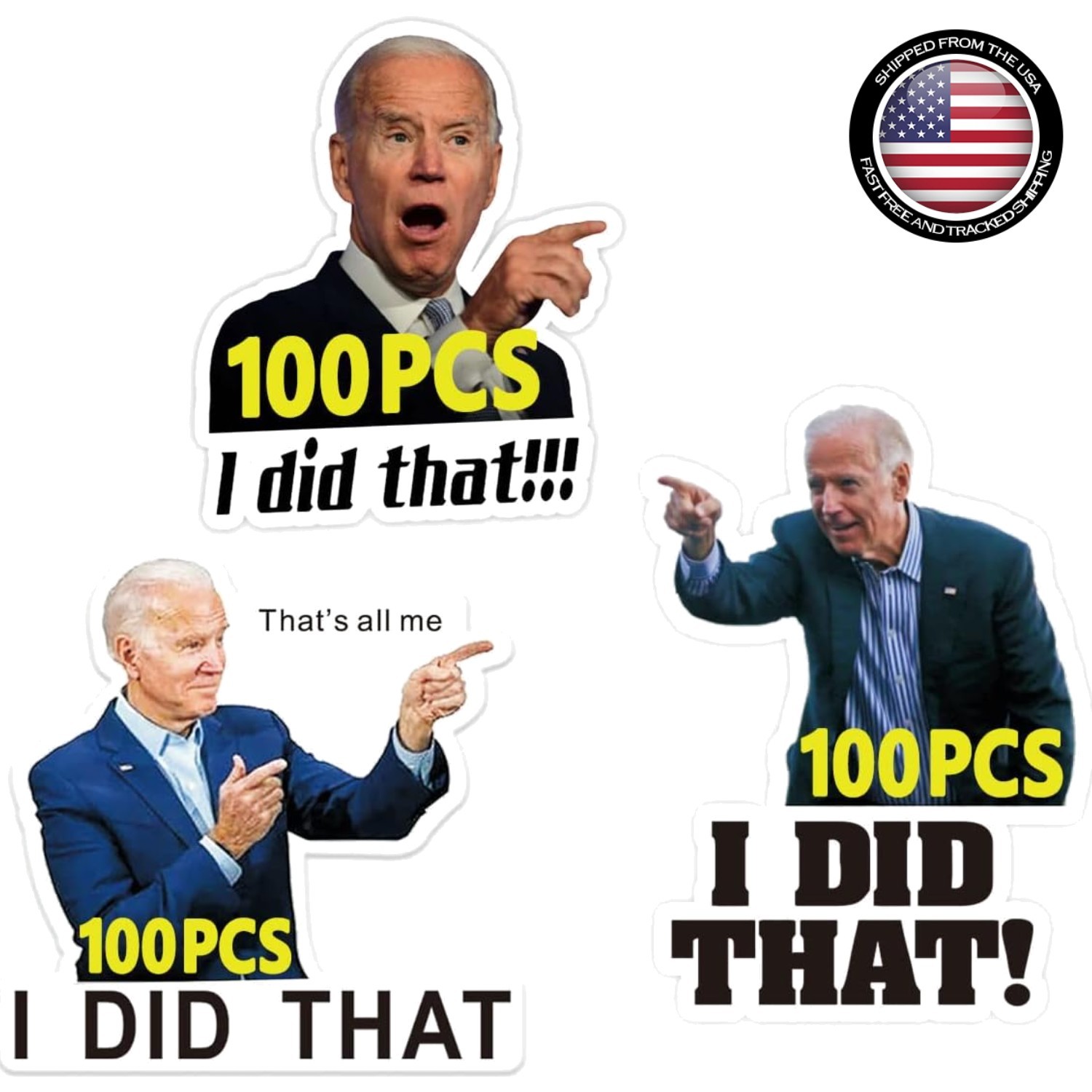 300 Pcs Reflective ‘I Did That’ Biden Stickers for Cars & Laptops – Funny Decals