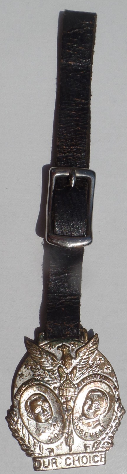 1920 Cox Roosevelt Jugate Shell Back Our Choice Presidential Campaign Watch Fob