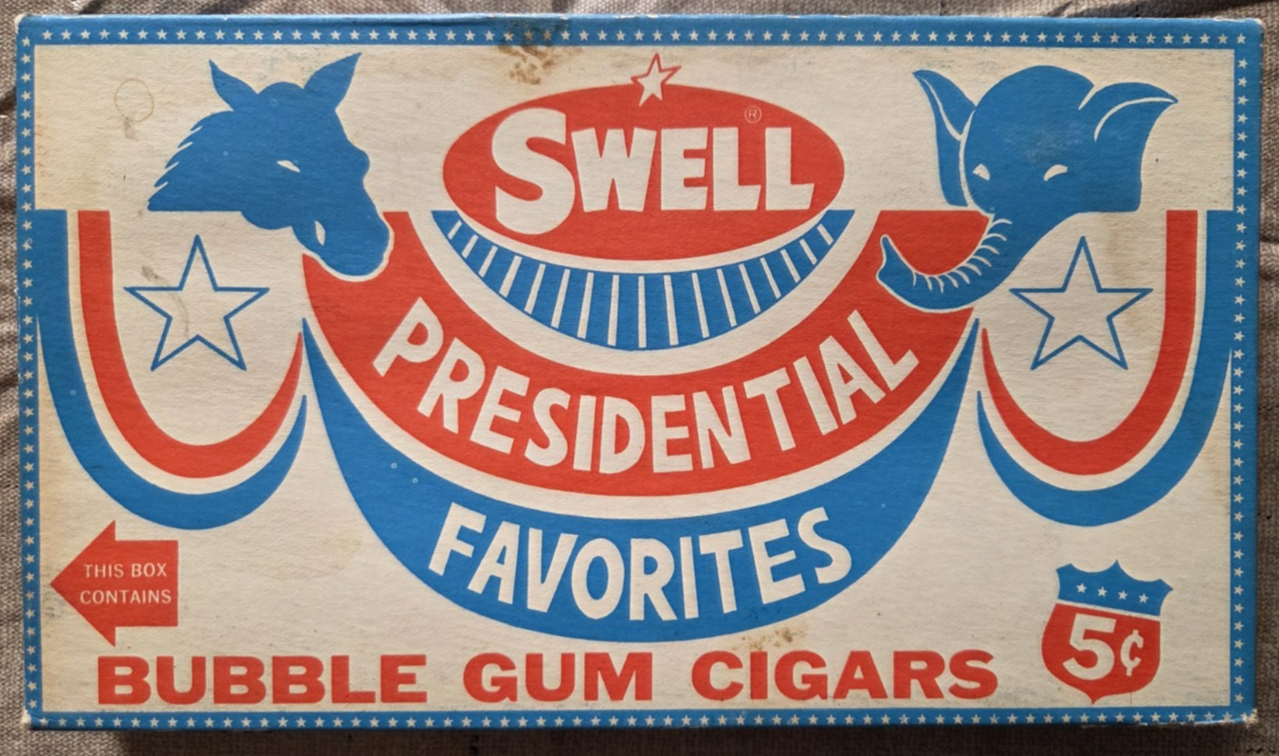 Vintage 1968 Swell Presidential Favorites Bubble Gum Cigars Empty Box No Cigars