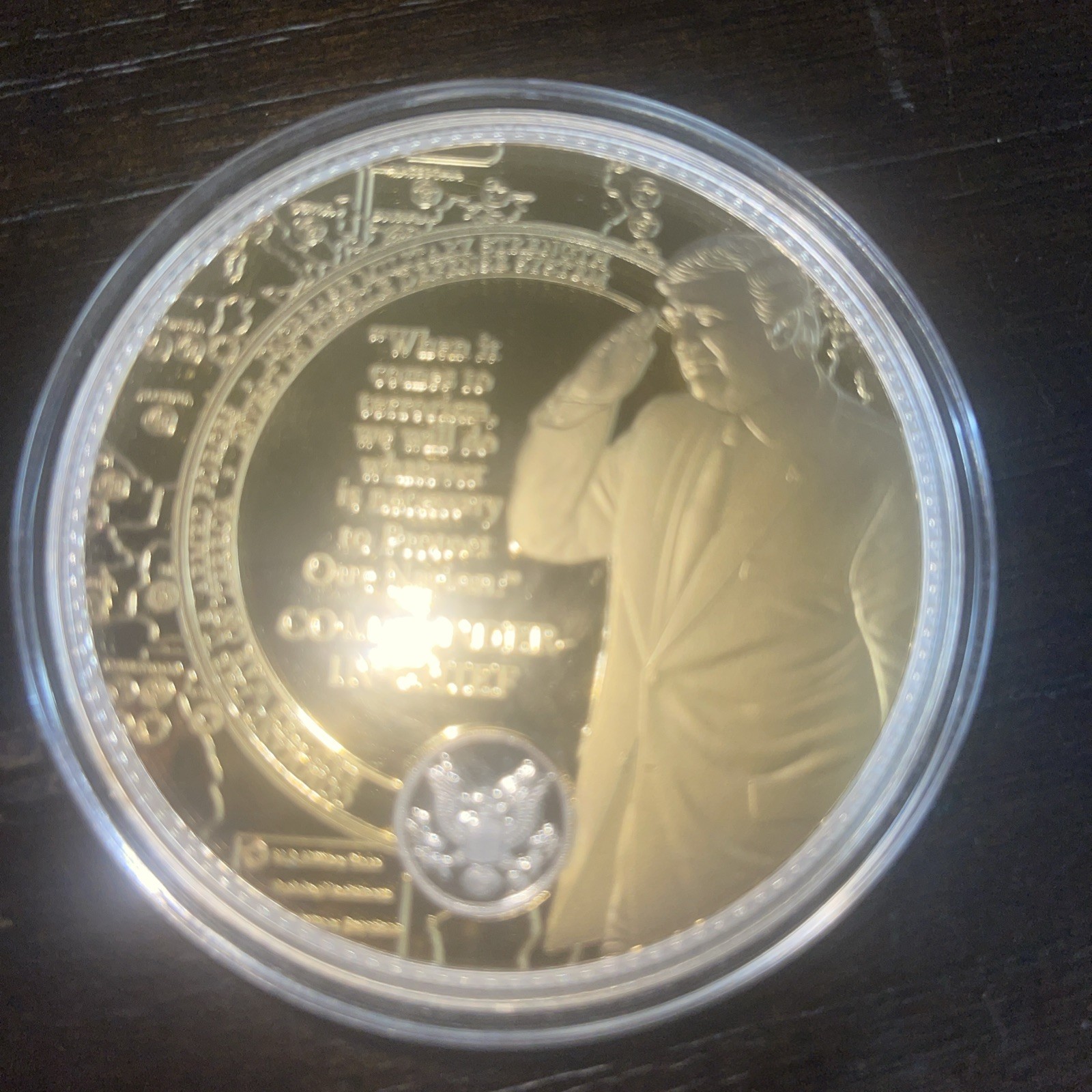 Donald Trump gold encrusted Commander in Chief Commemorative Proof Coin W/ Case