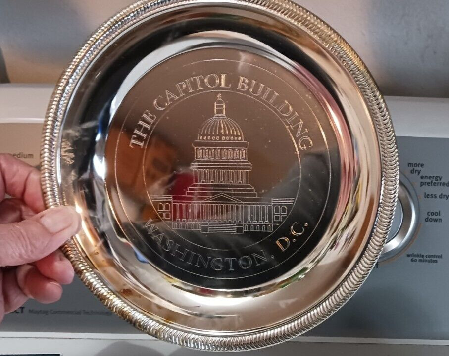 THE CAPITOL BUILDING WASHINGTON DC 8″ SILVER PLATE W BOX