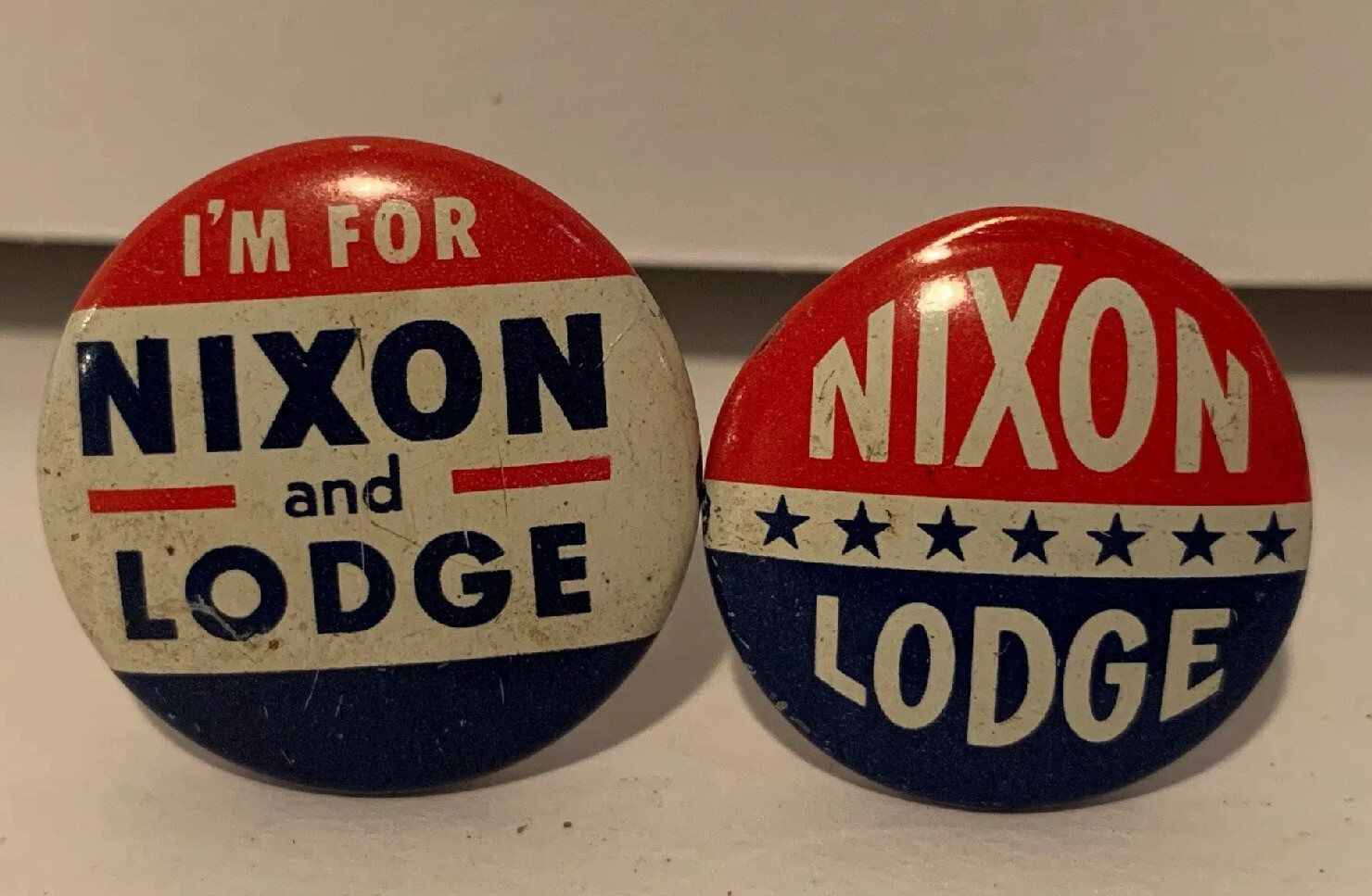 Lot of 2 Richard Nixon & Henry Lodge President Campaign Pin Button