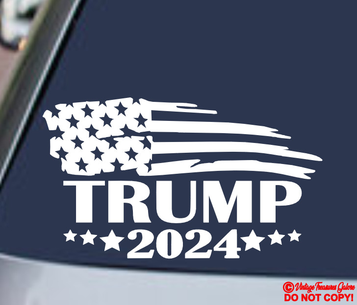 TRUMP 2024 AMERICAN FLAG DONALD PRESIDENT Vinyl Decal Sticker Car FIGHT USA PRO