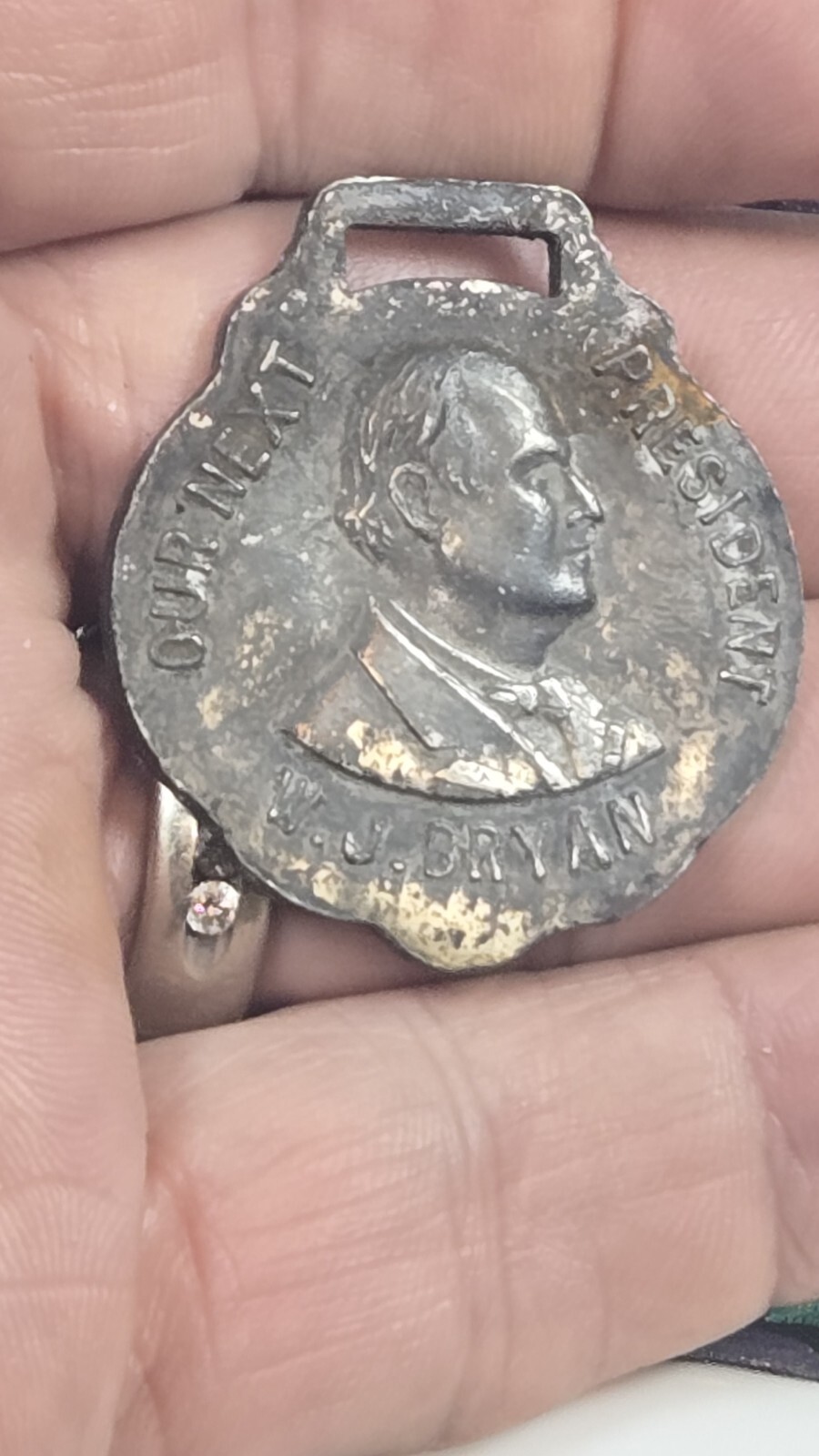 1896-1908 William Jennings Bryan Free Silver Campaign Pocket Watch Fob Original