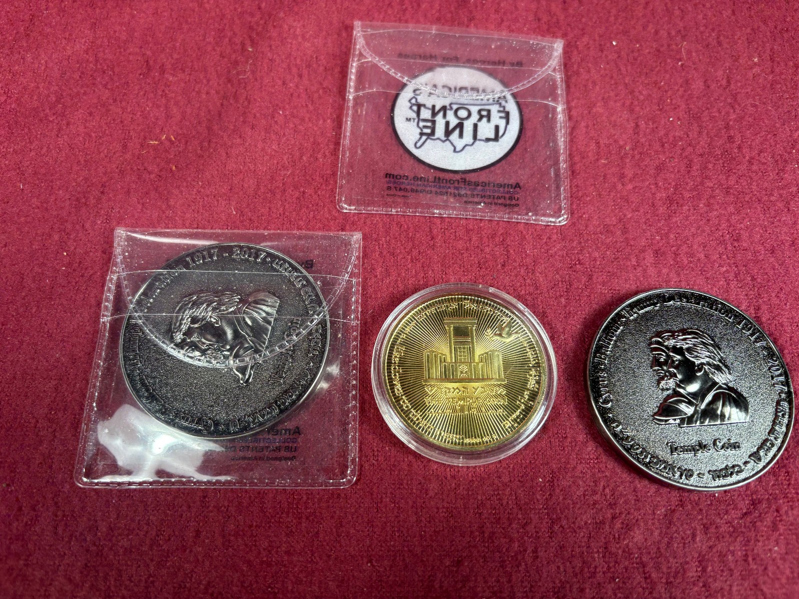 TRUMP CYRUS Third Temple Gold-Plated Coin AND (2) Half-Shekel Temple Coins