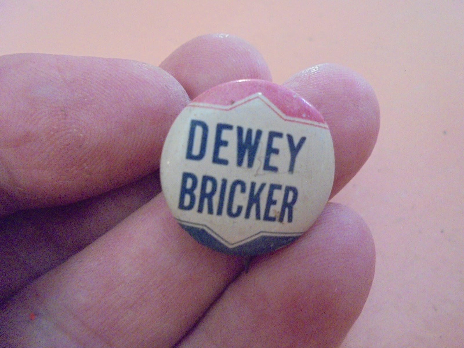 Vintage 1944 Dewey Bricker Presidential Pinback Button