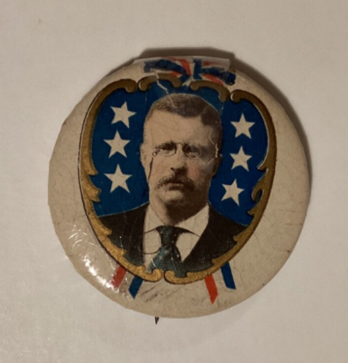 1904 THEODORE ROOSEVELT “6 STARS” CAMPAIGN CELLULOID PINBACK BUTTON ROO-94