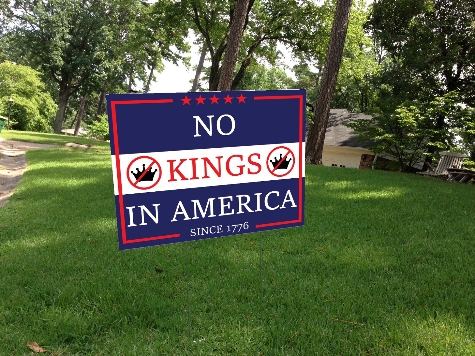 No Kings Yard Sign – Political Protest Sign | Anti-Tyrrany 24×18 with stake