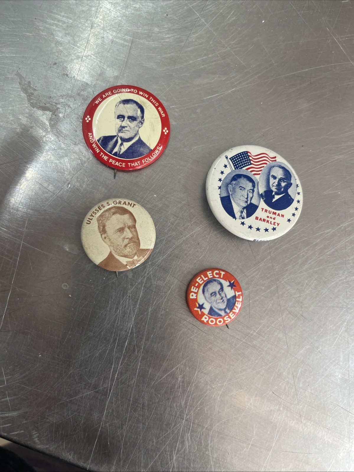 reproduction Pins Reelected Roosevelt Franklin Truman Barkley ulysses Grant