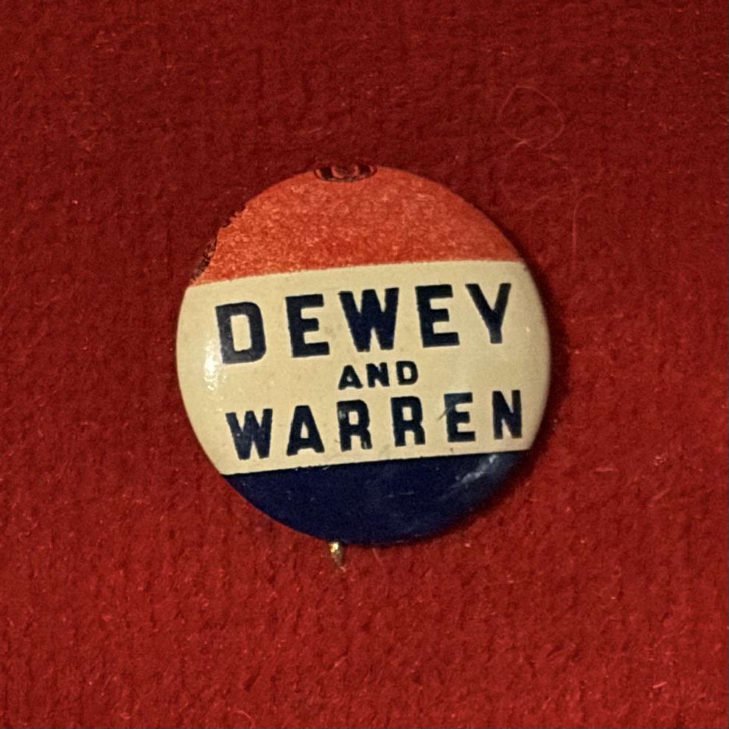 1948 Thomas Dewey and Warren President Campaign Button Pin 7/8″
