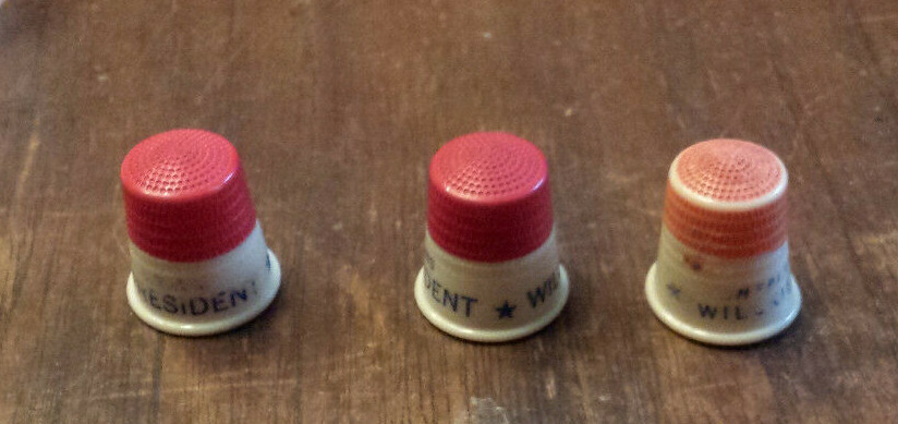 lot of 3: VINTAGE “AMERICA FOR AMERICANS~WILKIE FOR PRESIDENT” THIMBLES