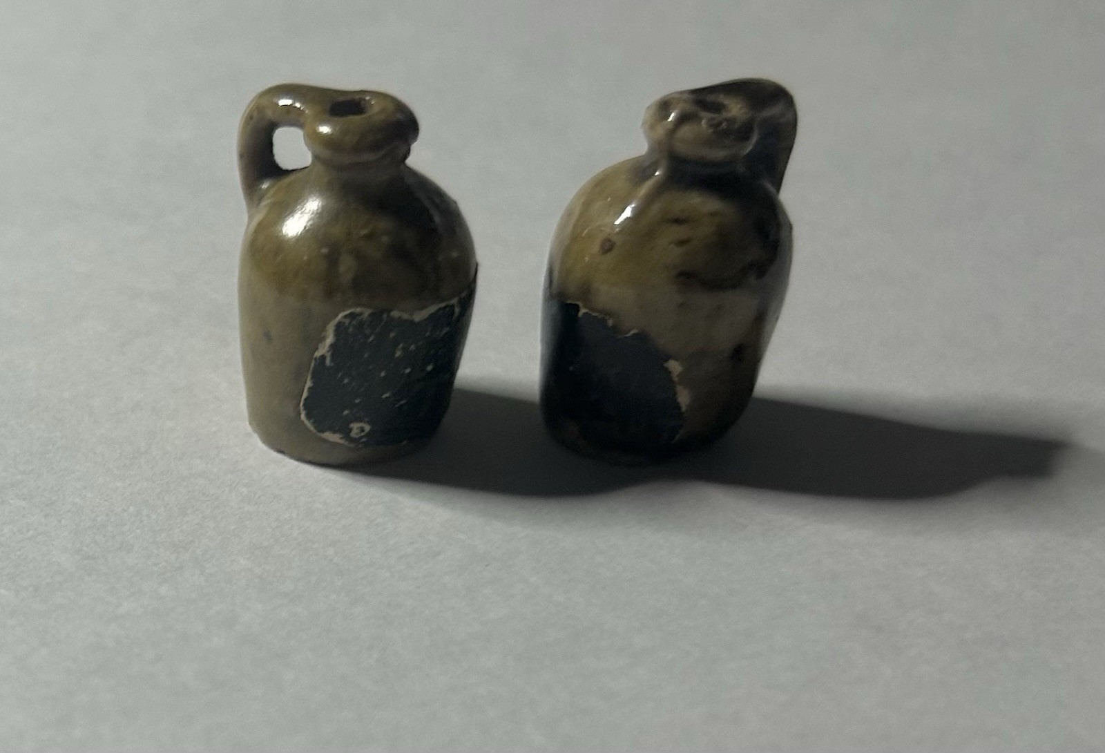Pair Of Tiny Pottery Jugs – 1888 Harrison & Morton, Cleveland & Thurman