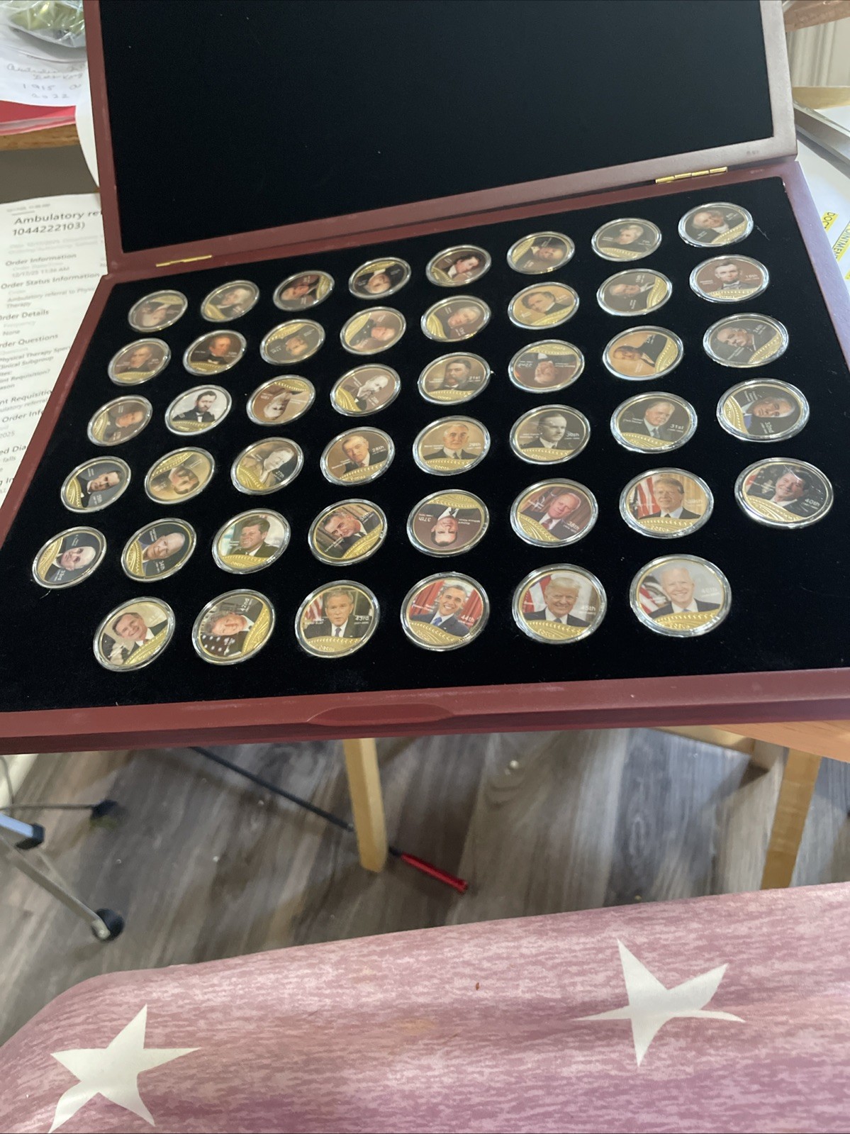 Presidential Commemorative Coin Set Of 46 In Wood Presentation Box