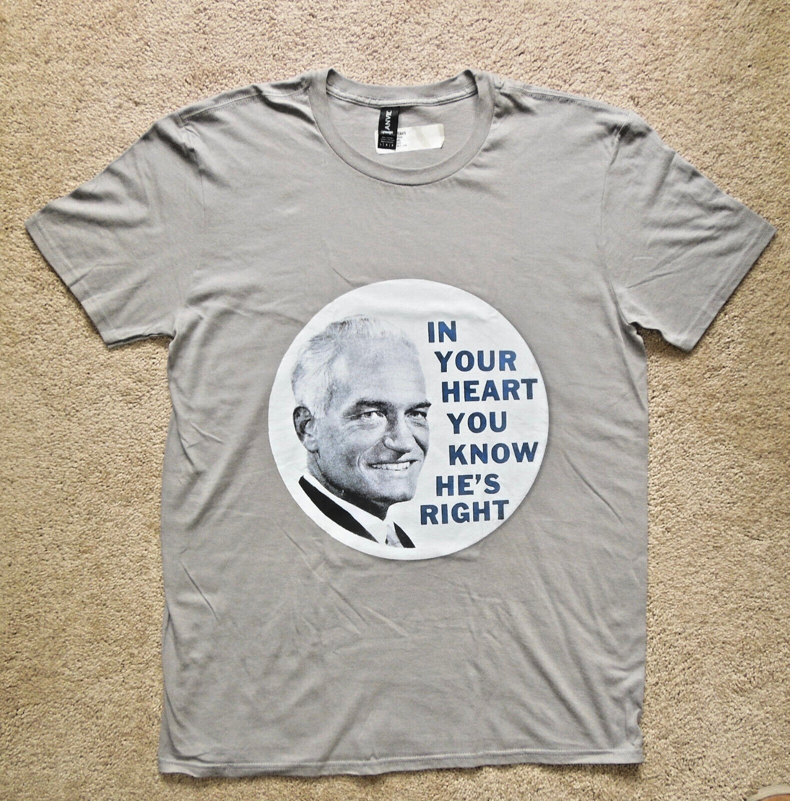ANVIL T-SHIRT – MENS LARGE – BARRY GOLDWATER “IN YOUR HEART YOU KNOW HE’S RIGHT”