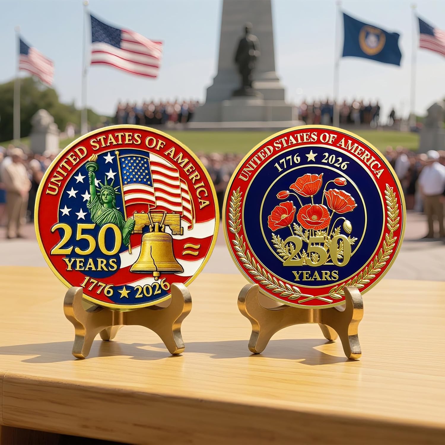 USA 250th Anniversary Commemorative Coin, 17762026 Independence Edition Durab…