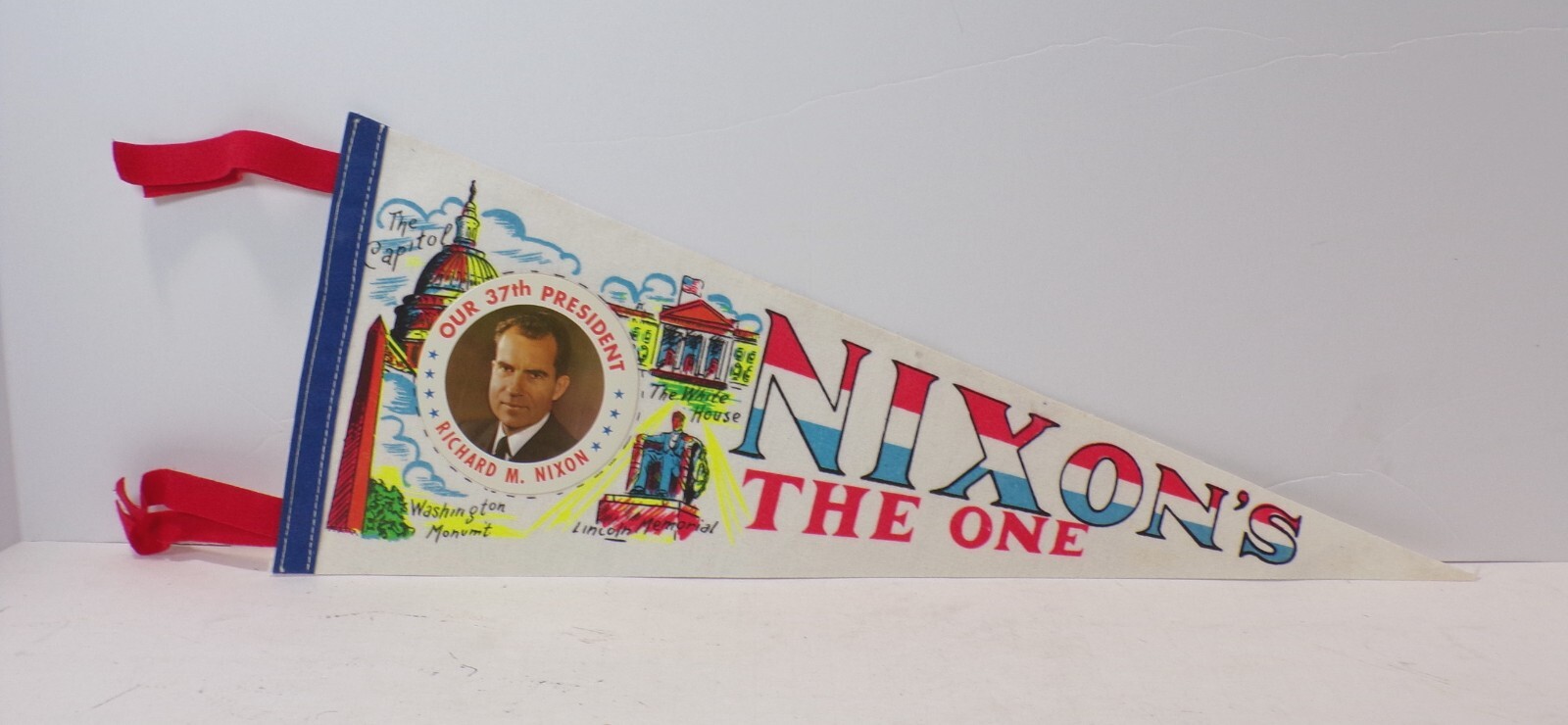 1969 Richard Nixon NIXON’S THE ONE Inauguration Pennant Flag 18″ 102424WT-N