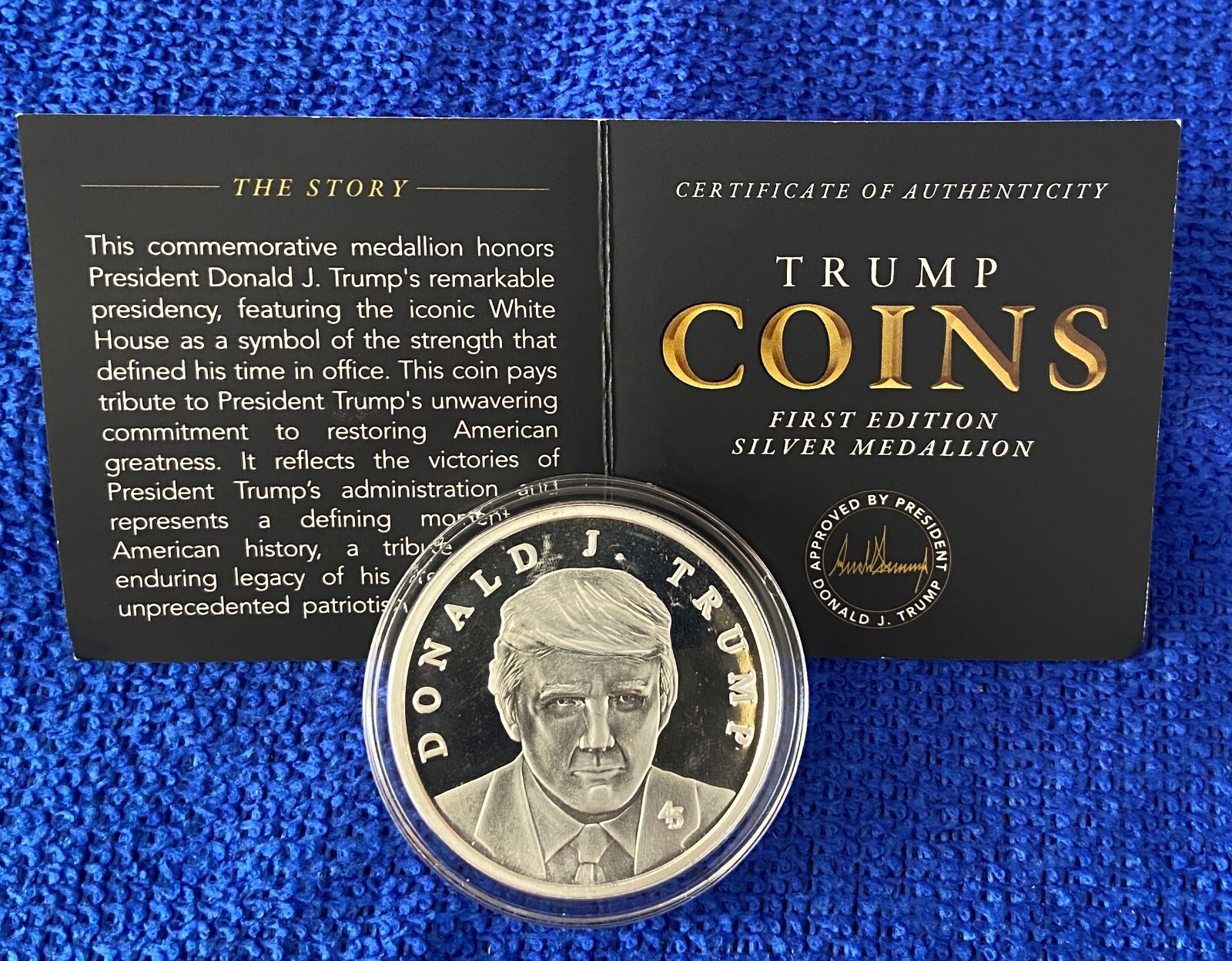 GENUINE President Trump AUTHORISED First Edition Silver Medallion / Coin 2024