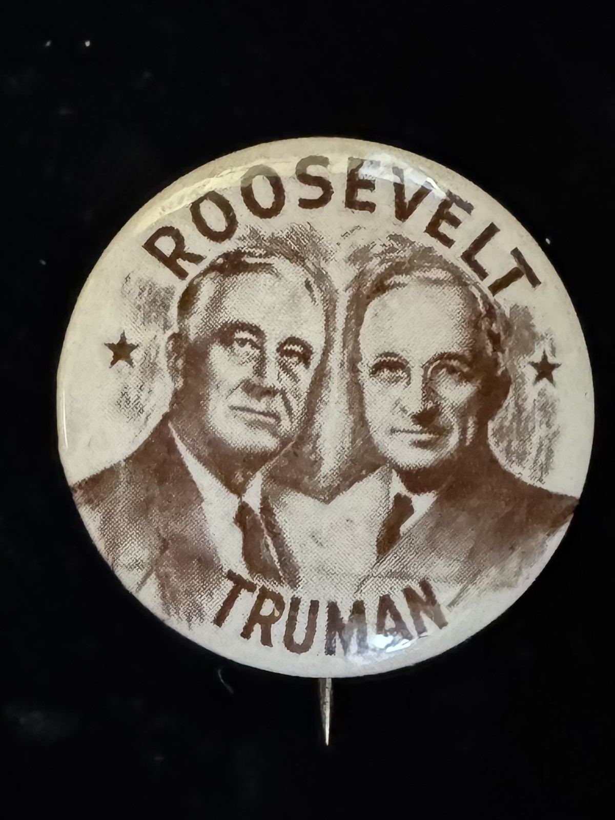 1944 FDR-TRUMAN 1 1/2″ JUGATE CAMPAIGN BUTTON-THE ONLY 1944 FDR JUGATE & MINT!