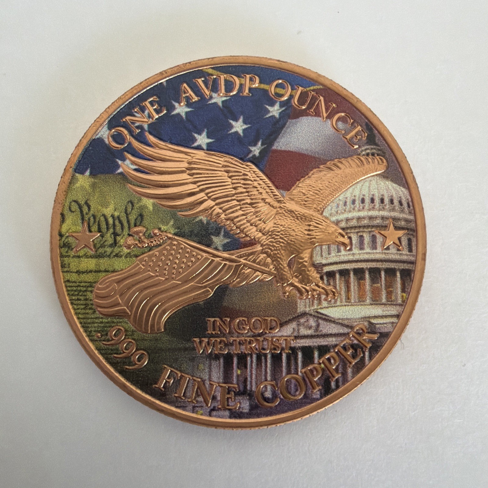 Coloriz 1 oz Copper President Donald Trump Coin Fine .999 Round w/American Eagle