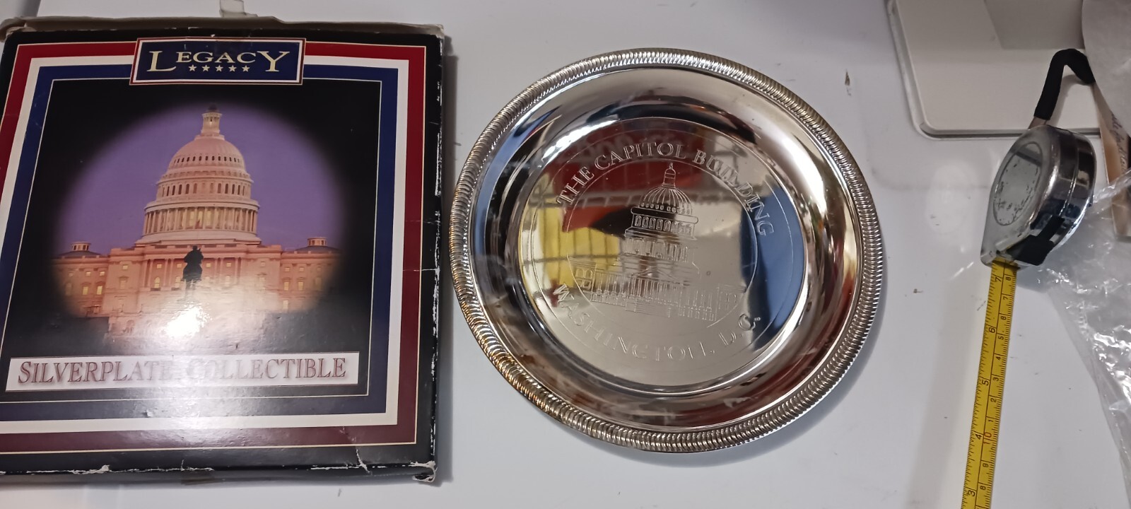 THE CAPITOL BUILDING WASHINGTON DC 8″ SILVER PLATE W BOX