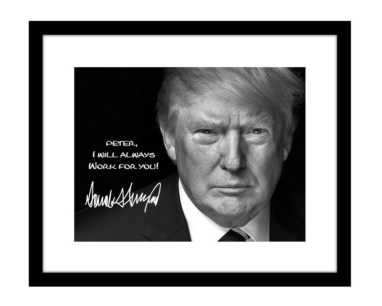 Donald Trump 8×10 Signed photo customized YOUR NAME autographed black & white